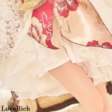 画像18: 再入荷！【3カラー/3点セット】レース フリル オーガンジー 小花柄 ミニ 豪華 帯 花魁 着物 ドレス コスプレ イベント ハロウィン キャバドレス (18)