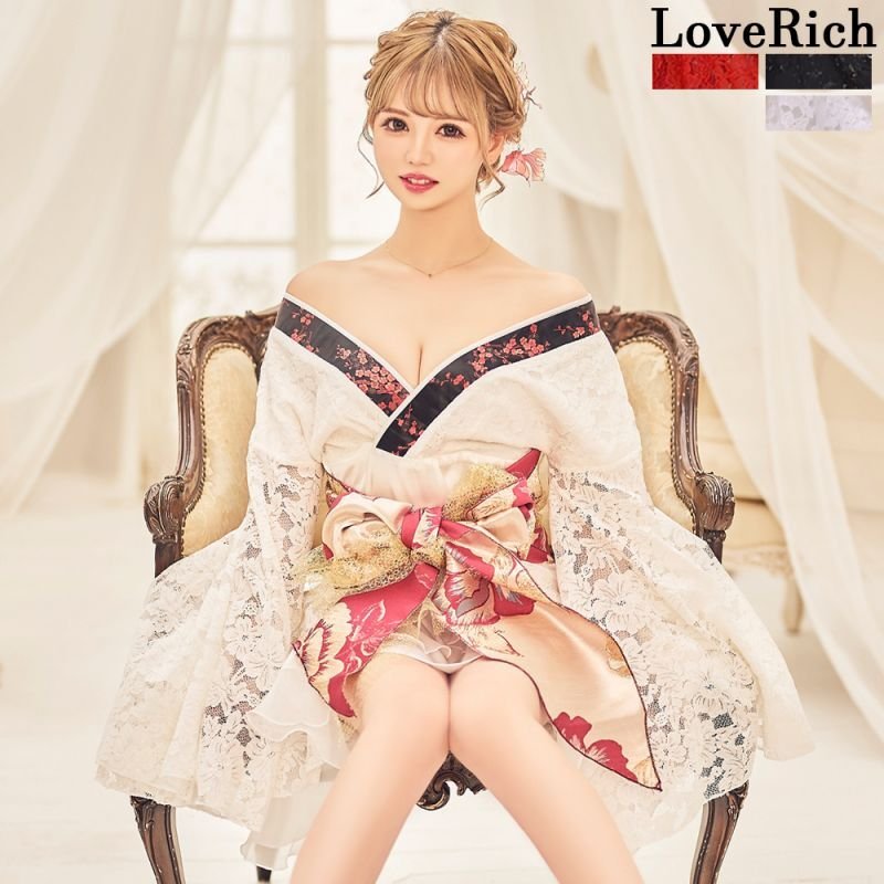 3カラー/3点セット】レース フリル オーガンジー 小花柄 ミニ 豪華 帯