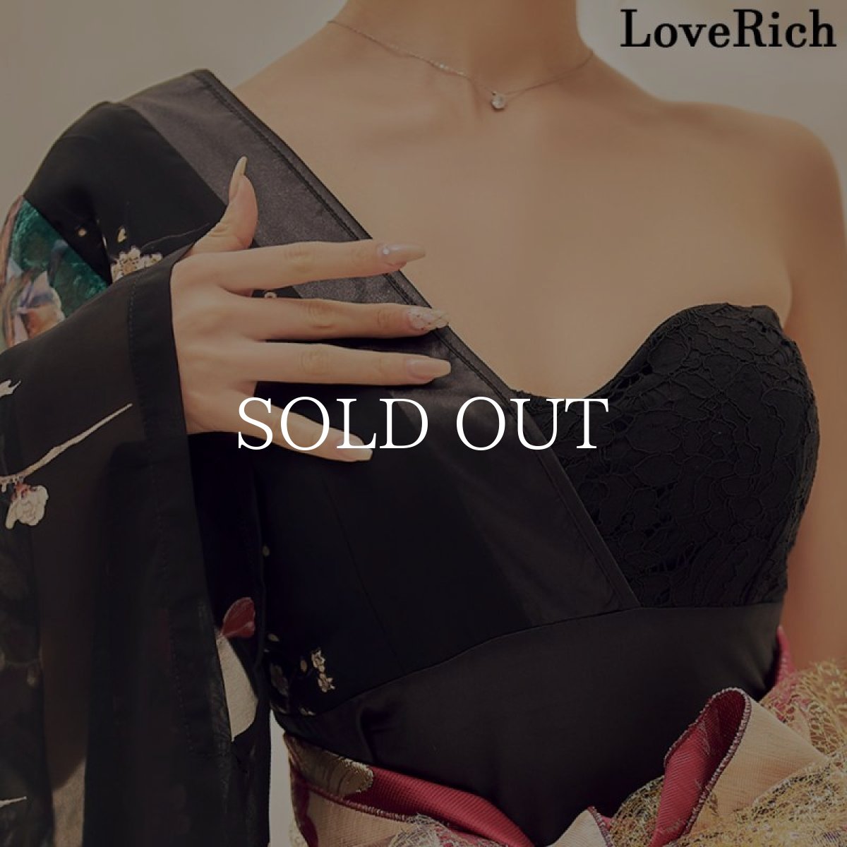 画像14: 再入荷！【高級ライン】【3カラー/3点セット】アシンメトリー 花柄 レース ロング 豪華 帯 リボン 花魁 着物 ドレス コスプレ イベント ハロウィン (14)