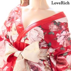 画像18: 再入荷！【4カラー/2点セット】花柄 オフショル ミニ 豪華 帯 花魁 着物 ドレス コスプレ イベント ハロウィン キャバドレス (18)