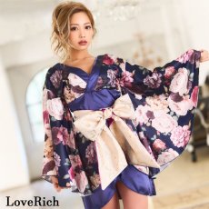 画像13: 再入荷！【4カラー/2点セット】花柄 オフショル ミニ 豪華 帯 花魁 着物 ドレス コスプレ イベント ハロウィン キャバドレス (13)