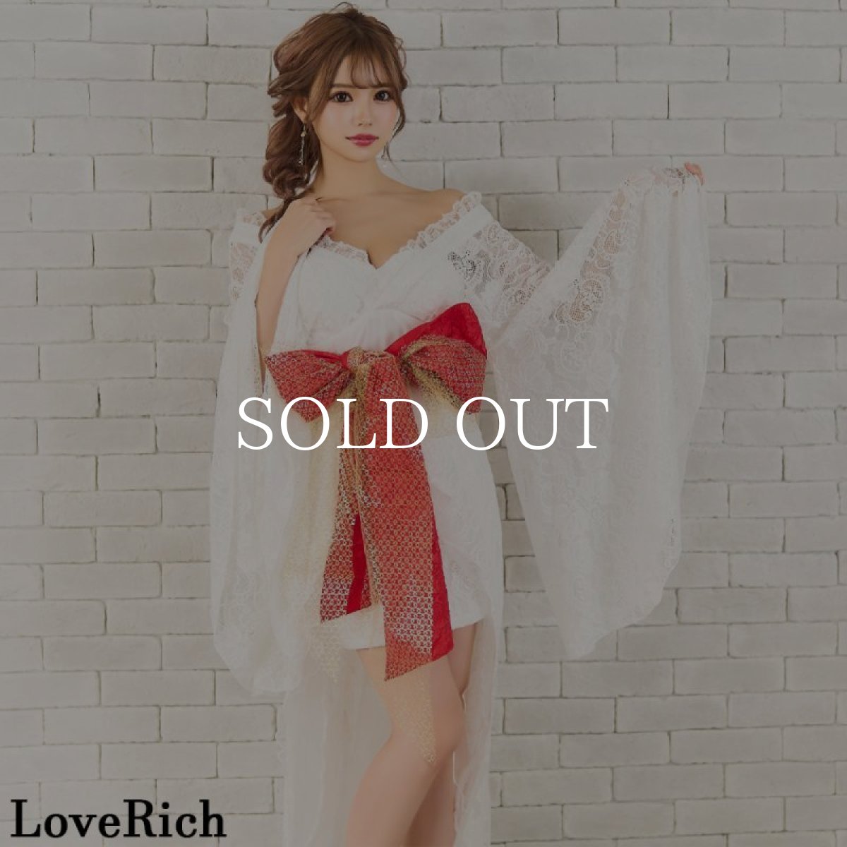 画像4: 再入荷！【2カラー/3点セット】総レース  豪華 花柄 帯 テールカット オーガンジー ミニスカート ロング 花魁 着物 ドレス コスプレ イベント ハロウィン キャバドレス (4)