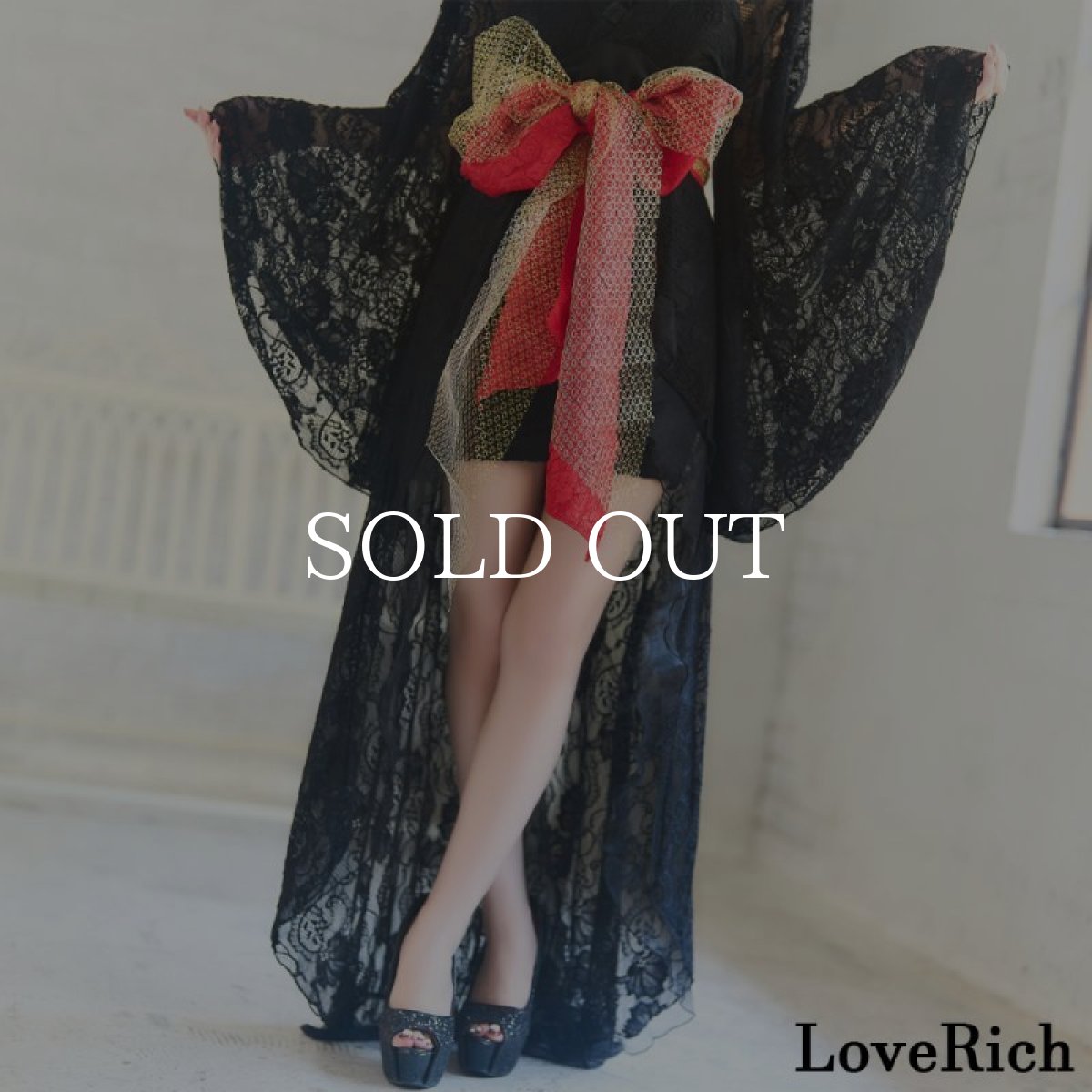 画像13: 再入荷！【2カラー/3点セット】総レース  豪華 花柄 帯 テールカット オーガンジー ミニスカート ロング 花魁 着物 ドレス コスプレ イベント ハロウィン キャバドレス (13)