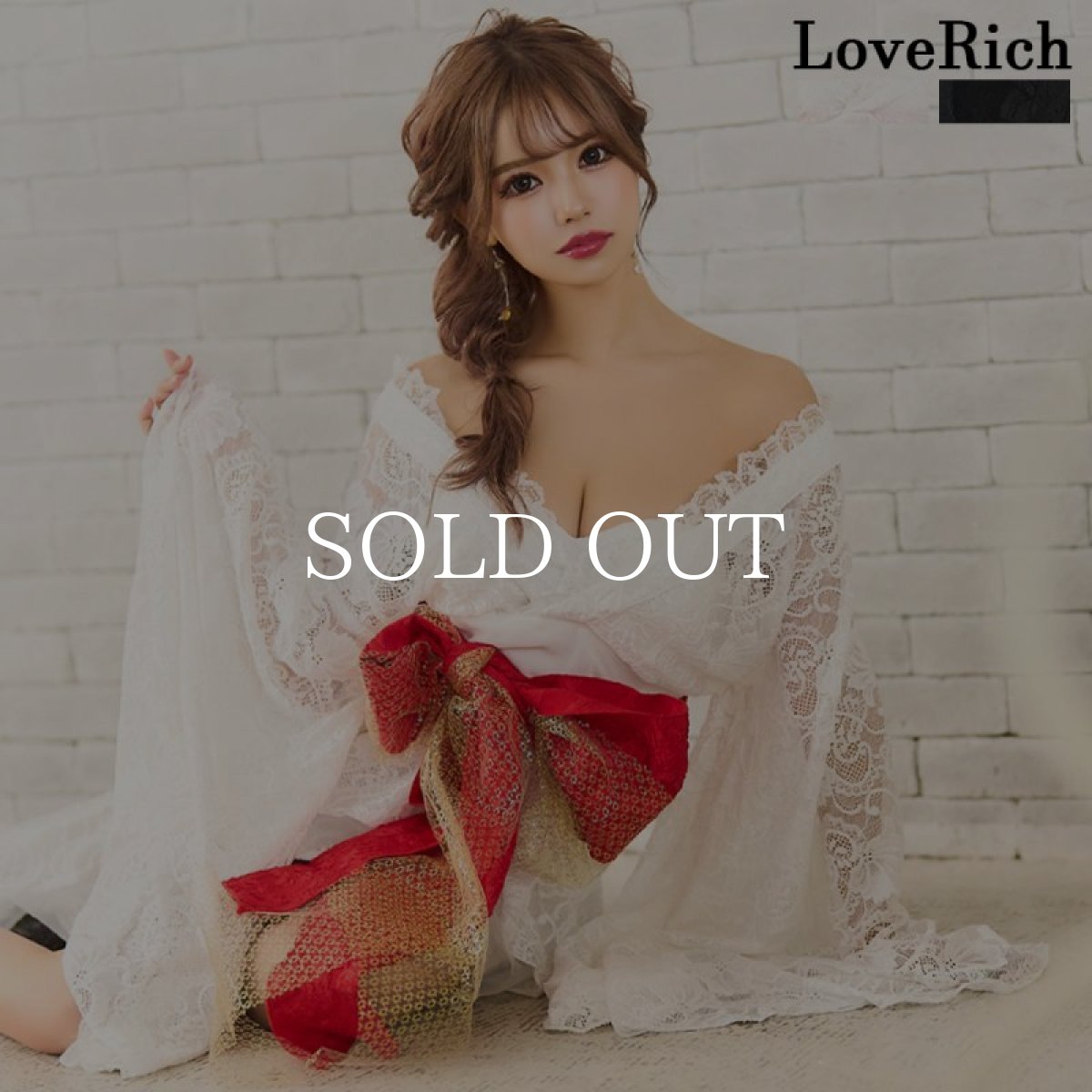 画像1: 再入荷！【2カラー/3点セット】総レース  豪華 花柄 帯 テールカット オーガンジー ミニスカート ロング 花魁 着物 ドレス コスプレ イベント ハロウィン キャバドレス (1)