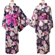 画像20: 再入荷！【4カラー】 花柄 オフショル ロング 前開き 帯 リボン 花魁 着物 ドレス コスプレ イベント ハロウィン キャバドレス (20)