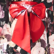 画像14: 再入荷！【4カラー】 花柄 オフショル ロング 前開き 帯 リボン 花魁 着物 ドレス コスプレ イベント ハロウィン キャバドレス (14)