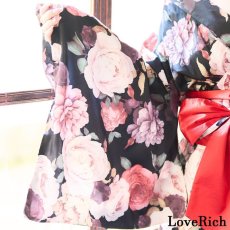 画像15: 再入荷！【4カラー】 花柄 オフショル ロング 前開き 帯 リボン 花魁 着物 ドレス コスプレ イベント ハロウィン キャバドレス (15)