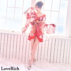 画像3: 在庫限り！【3カラー/3点セット】花柄 フリル シフォン ミニ 豪華 帯 花魁 着物 ドレス コスプレ イベント ハロウィン キャバドレス (3)