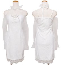 画像14: 在庫限り！【2000円ぽっきり】【SMLサイズ】レースアップ シースルー ロングスリーブ 総レース タイト ミニドレス キャバドレス  (14)
