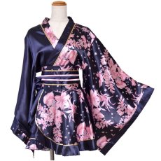 画像18: 再入荷！【6カラー/2点セット】花柄 ツートン フリル ミニ 帯 リボン 花魁 着物 ドレス コスプレ ダンス イベント  (18)