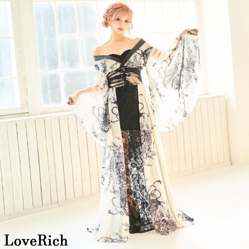 高級ライン】【2点セット】シフォン 和柄 レース コルセット風 レース