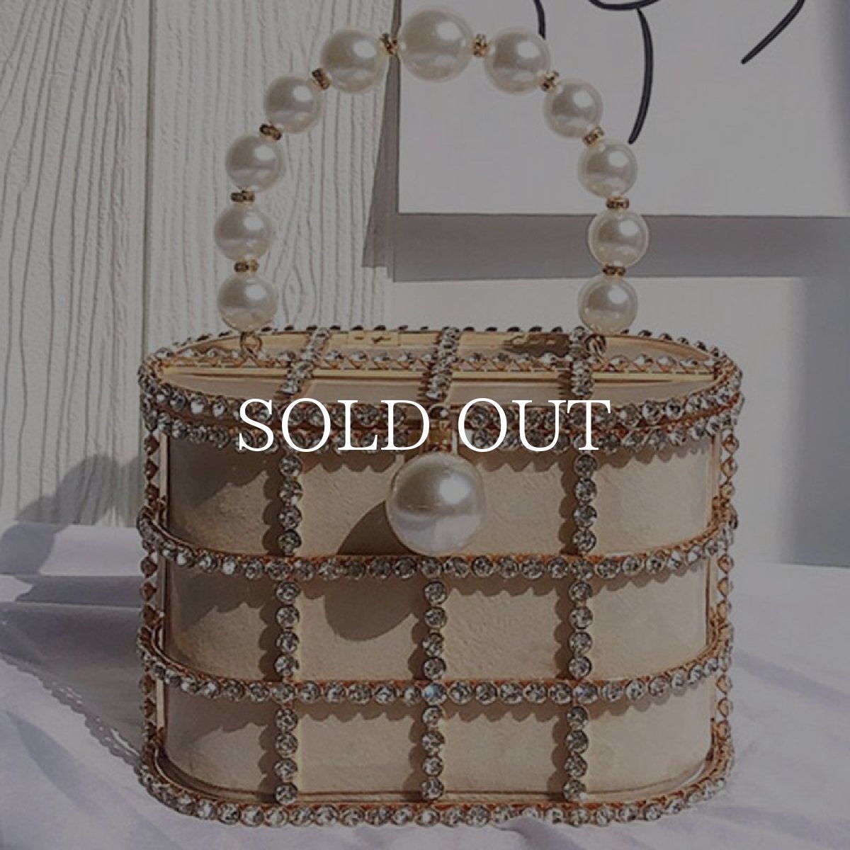 画像9: 【2WAY】パール ラインストーン ハンドバッグ (9)