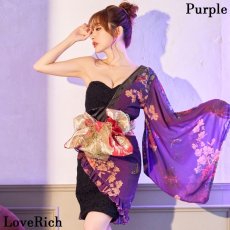 画像6: 再入荷！【SMLサイズ/2カラー/3点セット】蝶々柄 アシンメトリー レース 花柄 フリル シフォン ミニ 豪華 帯 花魁 着物 ドレス コスプレ イベント ハロウィン キャバドレス (6)