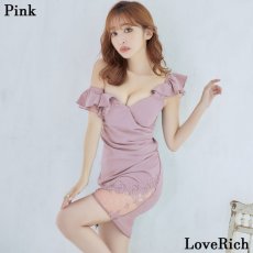 画像12: 【SALE20％OFF】【SMLサイズ/5カラー】アシンメトリー 美胸 シャーリング フリル スリット レース ワンショル タイト ミニドレス キャバドレス  (12)