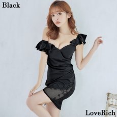 画像7: 【SALE20％OFF】【SMLサイズ/5カラー】アシンメトリー 美胸 シャーリング フリル スリット レース ワンショル タイト ミニドレス キャバドレス  (7)