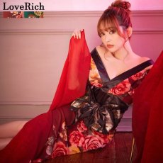 画像3: 再入荷！【高級ライン】【SMLサイズ/2カラー/2点セット】花柄 シフォン オフショル スリット 美胸 ロング 豪華 帯 花魁 着物 ドレス コスプレ イベント ハロウィン キャバドレス (3)