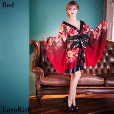 画像9: 再入荷！【高級ライン】【SMLサイズ/2カラー/2点セット】花柄 シフォン オフショル フリル 美胸 ミニ 豪華 帯 花魁 着物 ドレス コスプレ イベント ハロウィン キャバドレス (9)