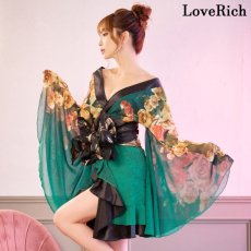 画像10: 再入荷！【SMLサイズ/2カラー/2点セット】花柄 シフォン オフショル フリル 美胸 ミニ 豪華 帯 花魁 着物 ドレス コスプレ イベント ハロウィン キャバドレス (10)