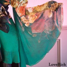 画像12: 再入荷！【高級ライン】【SMLサイズ/2カラー/2点セット】花柄 シフォン オフショル フリル 美胸 ミニ 豪華 帯 花魁 着物 ドレス コスプレ イベント ハロウィン キャバドレス (12)