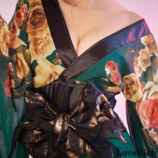 画像11: 再入荷！【高級ライン】【SMLサイズ/2カラー/2点セット】花柄 シフォン オフショル フリル 美胸 ミニ 豪華 帯 花魁 着物 ドレス コスプレ イベント ハロウィン キャバドレス (11)