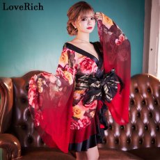 画像7: 再入荷！【高級ライン】【SMLサイズ/2カラー/2点セット】花柄 シフォン オフショル フリル 美胸 ミニ 豪華 帯 花魁 着物 ドレス コスプレ イベント ハロウィン キャバドレス (7)
