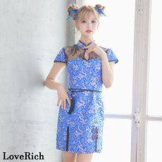 画像10: 再入荷！【SMLサイズ/3カラー/2点セット】龍柄 レース チャイナドレス スリット チャイナ服 ミニ コスプレ イベント ハロウィン キャバドレス (10)