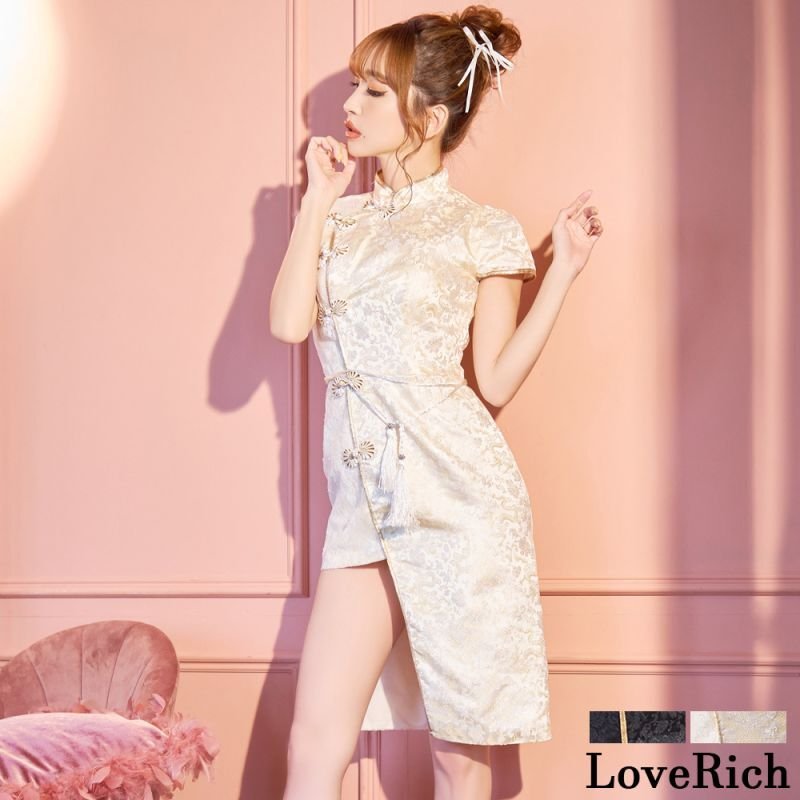 七夕SALE　新品　モハマドキャメル　衣装 SMLサイズ/2カラー/2点セット 】アシンメトリー 龍柄 レース チャイナ