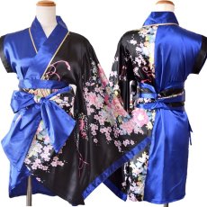 画像19: 再入荷！【4カラー/2点セット】和柄 アシンメトリー バイカラー ミニ 豪華 帯 リボン 花魁 着物 ドレス コスプレ イベント ハロウィン キャバドレス (19)