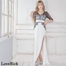 画像6: 再入荷！【SMLサイズ/3カラー】レース 谷間魅せ スリット 袖あり 美脚 ロングドレス キャバドレス  (6)