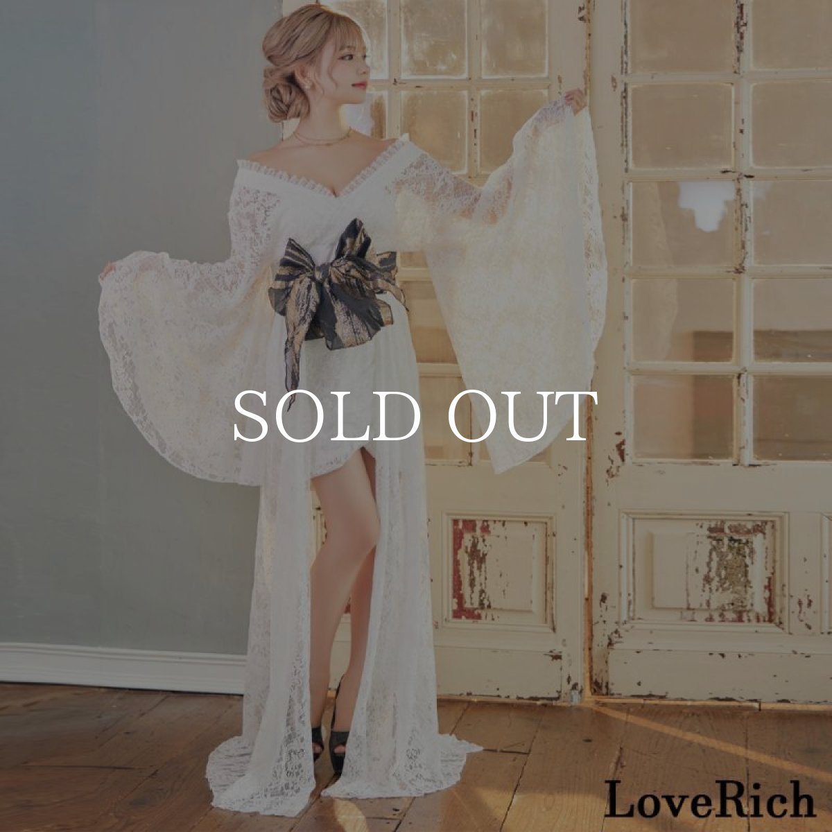 画像2: 再入荷！【高級ライン】【2カラー/2点セット】総レース  ロングinミニスカート 美胸 ロング 豪華 帯 花魁 着物 ドレス コスプレ イベント ハロウィン キャバドレス (2)