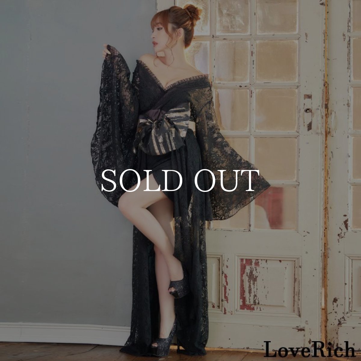 画像5: 再入荷！【高級ライン】【2カラー/2点セット】総レース  ロングinミニスカート 美胸 ロング 豪華 帯 花魁 着物 ドレス コスプレ イベント ハロウィン キャバドレス (5)