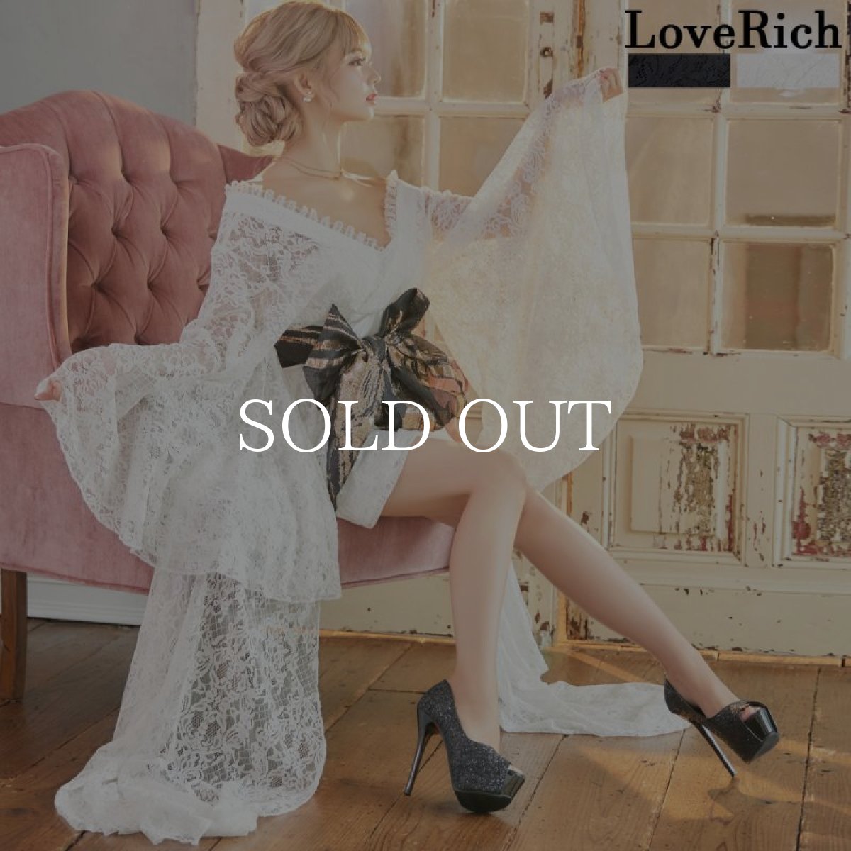 画像1: 再入荷！【高級ライン】【2カラー/2点セット】総レース  ロングinミニスカート 美胸 ロング 豪華 帯 花魁 着物 ドレス コスプレ イベント ハロウィン キャバドレス (1)