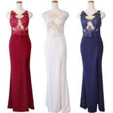 画像16: 【SALE20％OFF】【SMLサイズ/3カラー】谷間魅せ 刺繍 スパンコール スリット ノースリーブ 美脚 ロングドレス キャバドレス  (16)