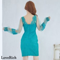 画像14: 残りわずか！【3000円ぽっきり】【SMLサイズ/4カラー】ジップ 谷間魅せ シースルー スリーブ 袖あり スリット レース タイト ミニドレス キャバドレス  (14)