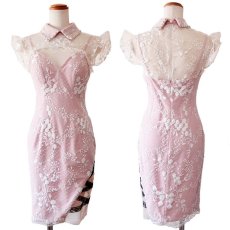 画像14: 在庫限り！【2500円ぽっきり】【SMサイズ/3カラー】パール ビジュー バストカット 谷間魅せ スリット 総レース タイト ミニドレス キャバドレス  (14)