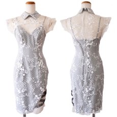 画像13: 在庫限り！【2500円ぽっきり】【SMサイズ/3カラー】パール ビジュー バストカット 谷間魅せ スリット 総レース タイト ミニドレス キャバドレス  (13)