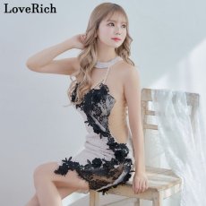 画像7: 【SALE40％OFF】【SMサイズ/3カラー】ツイード パール ビジュー ホルターネック 立体花 ウエストカット 細見え アシンメトリー ラメ糸 スパンコール スリット レース ワンピース タイト ミニドレス キャバドレス  (7)