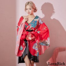 画像4: 再入荷！【SMLサイズ/3カラー/2点セット】 花柄 ミニ シフォン  豪華 帯 リボン 花魁 着物 ドレス コスプレ イベント ハロウィン (4)