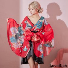 画像3: 再入荷！【SMLサイズ/3カラー/2点セット】 花柄 ミニ シフォン  豪華 帯 リボン 花魁 着物 ドレス コスプレ イベント ハロウィン (3)