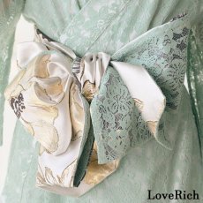 画像11: 残りわずか！【SALE40%OFF】【4カラー/2点セット】総レース ロング 美胸 浴衣風 豪華 帯 花魁 着物 ドレス コスプレ イベント ハロウィン キャバドレス (11)