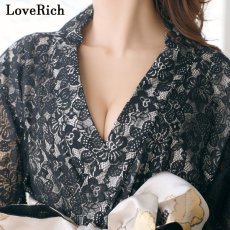 画像10: 残りわずか！【SALE40%OFF】【4カラー/2点セット】総レース ロング 美胸 浴衣風 豪華 帯 花魁 着物 ドレス コスプレ イベント ハロウィン キャバドレス (10)