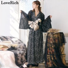画像9: 残りわずか！【SALE40%OFF】【4カラー/2点セット】総レース ロング 美胸 浴衣風 豪華 帯 花魁 着物 ドレス コスプレ イベント ハロウィン キャバドレス (9)