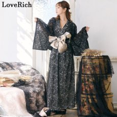 画像8: 在庫限り！【SALE40%OFF】【4カラー/2点セット】総レース ロング 美胸 浴衣風 豪華 帯 花魁 着物 ドレス コスプレ イベント ハロウィン キャバドレス (8)