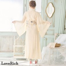 画像13: 残りわずか！【SALE40%OFF】【4カラー/2点セット】総レース ロング 美胸 浴衣風 豪華 帯 花魁 着物 ドレス コスプレ イベント ハロウィン キャバドレス (13)