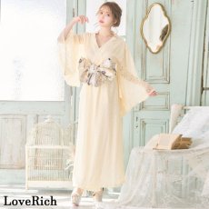 画像5: 残りわずか！【SALE40%OFF】【4カラー/2点セット】総レース ロング 美胸 浴衣風 豪華 帯 花魁 着物 ドレス コスプレ イベント ハロウィン キャバドレス (5)