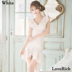 画像2: 残りわずか！【SALE30％OFF】【SMLサイズ/3カラー】ツイード マーメイドライン ミディアム丈 フリルショルダー Vネック タイト ミニドレス キャバドレス  (2)