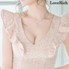 画像12: 残りわずか！【SALE30％OFF】【SMLサイズ/3カラー】ツイード マーメイドライン ミディアム丈 フリルショルダー Vネック タイト ミニドレス キャバドレス  (12)