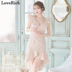 画像5: 残りわずか！【SALE30％OFF】【SMLサイズ/3カラー】ツイード マーメイドライン ミディアム丈 フリルショルダー Vネック タイト ミニドレス キャバドレス  (5)