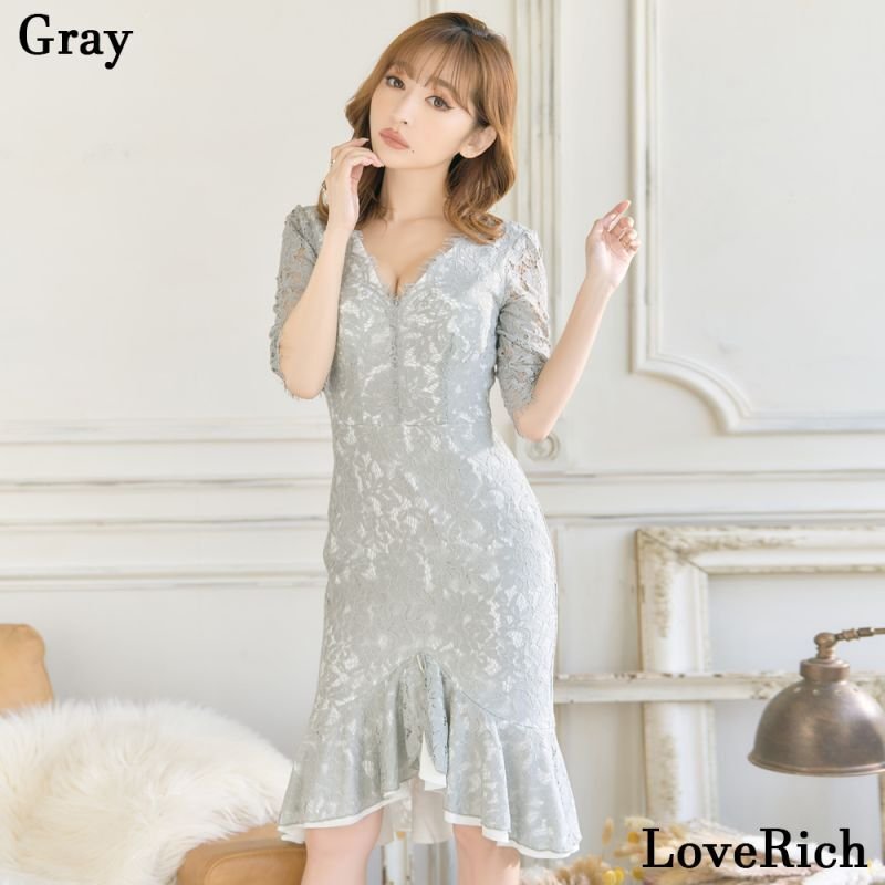 ERUKEI キャバドレス ミディ丈 フリル袖 ERUKEI キャバドレス ミディ丈 フリル袖