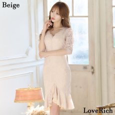 画像11: 【SALE50％OFF】【SMLサイズ/6カラー】総レース 袖あり マーメイド ミディアム丈 フリル Vネック 谷間魅せ タイト ミニドレス キャバドレス  (11)